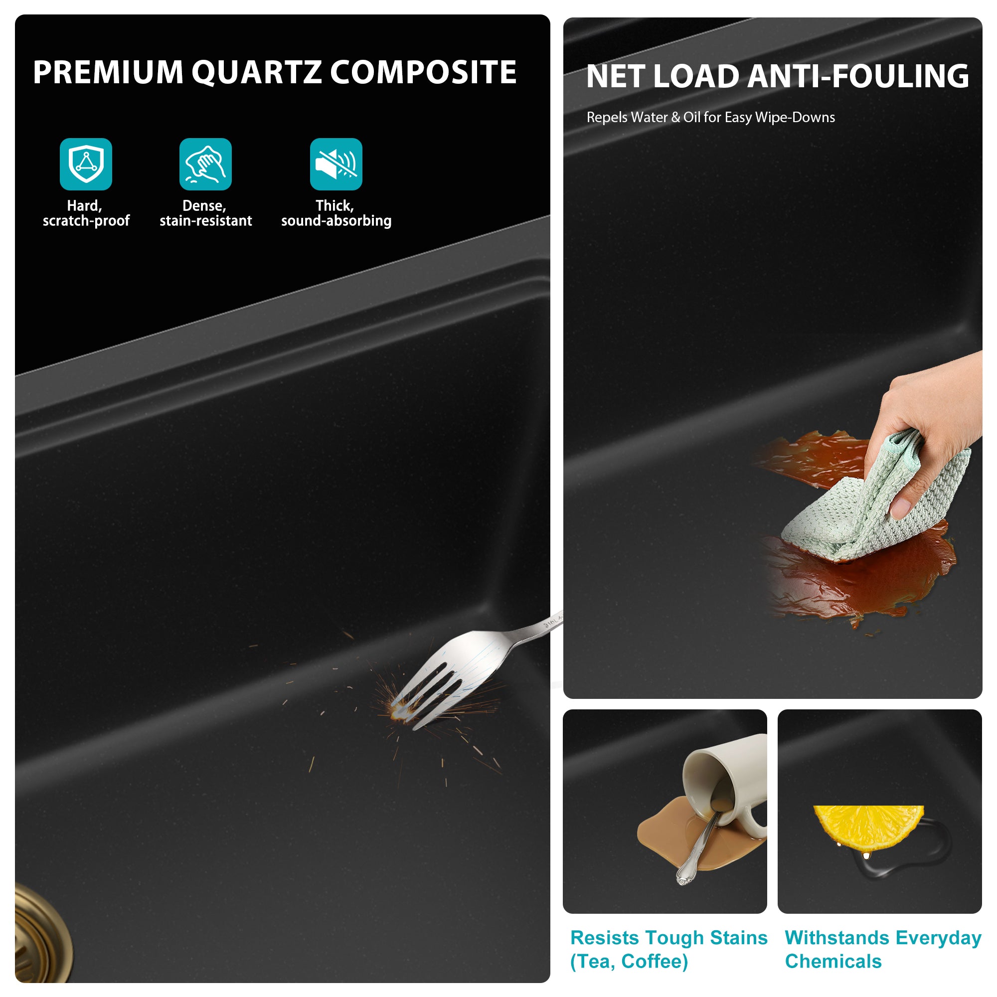 Quartz Kitchen Sink - 30" x 19" x 9.65"