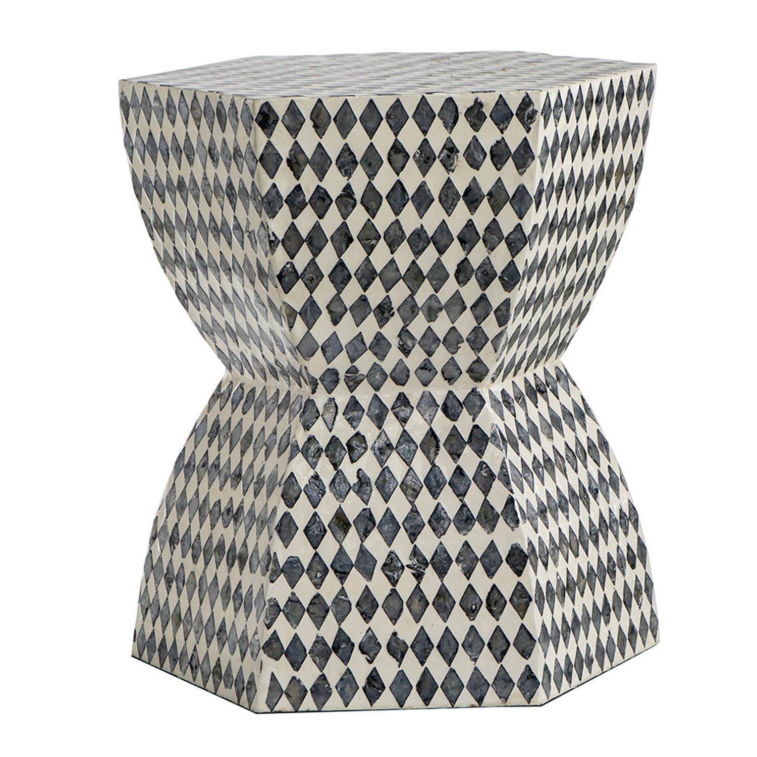 15x13x17' Hexagonal Garden Capiz Stool Accent Side Table