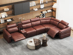 6-Piece Modular Leather Sofa with 2 Cup Holders