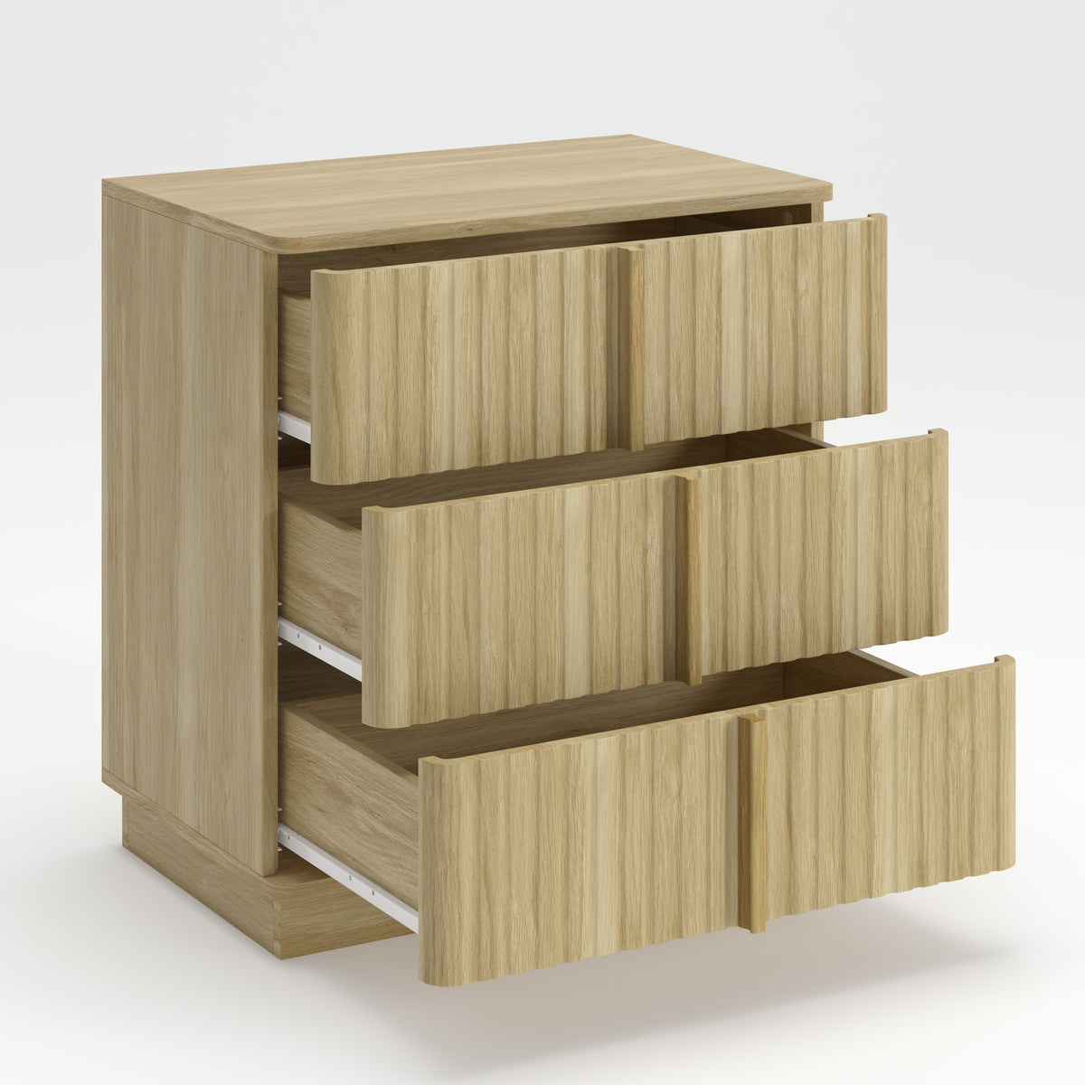 Vertical Stripe 3-Drawer Nightstand, Natural MDF, 25.39-Inch