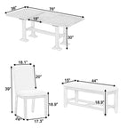 TOPMAX Farmhouse 76-Inch 6-Piece Extendable Dining Table Set