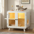 Cat Hidden Litter Box Enclosure with RGB LED Light