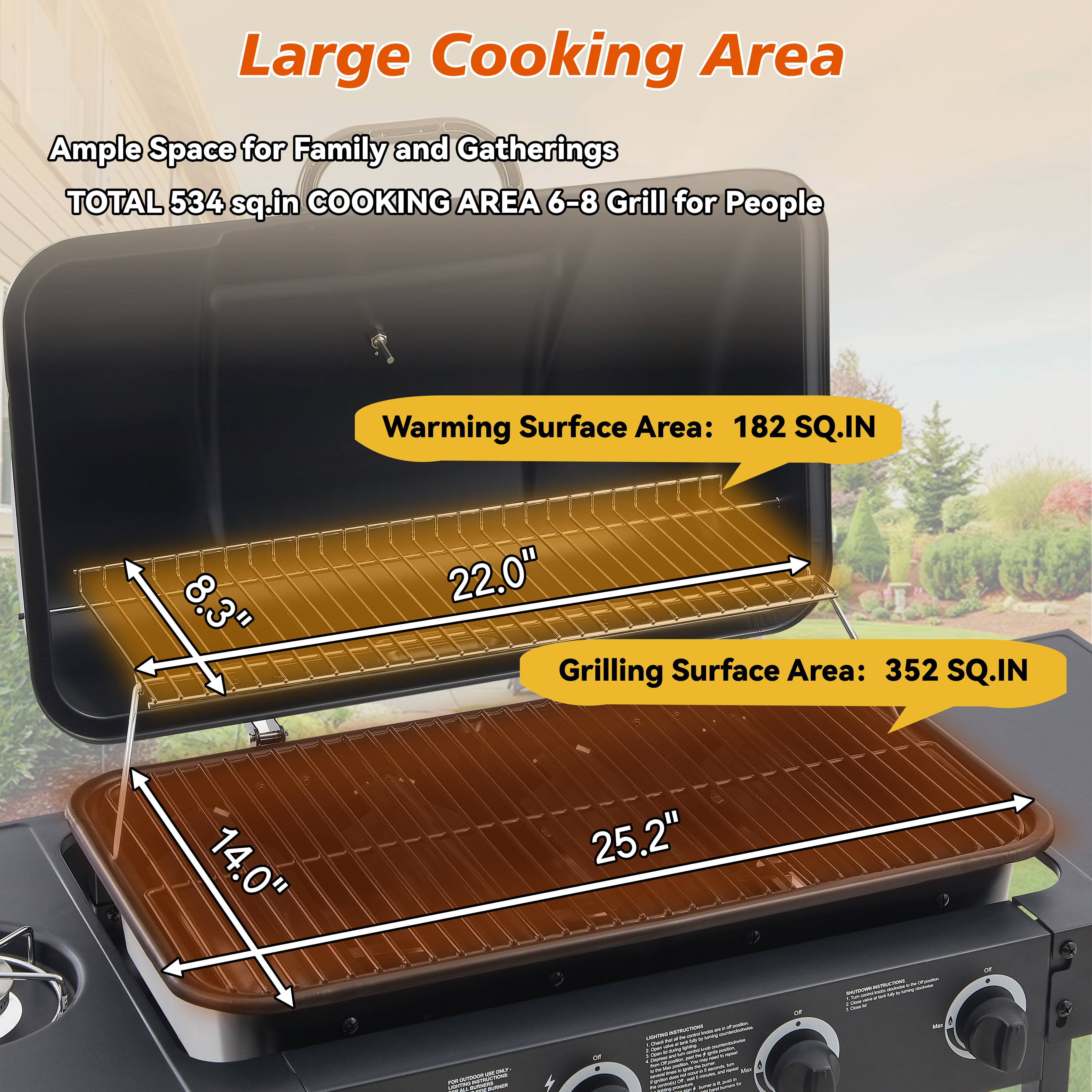 4 Burner BBQ Propane Gas Grill with Side Burner