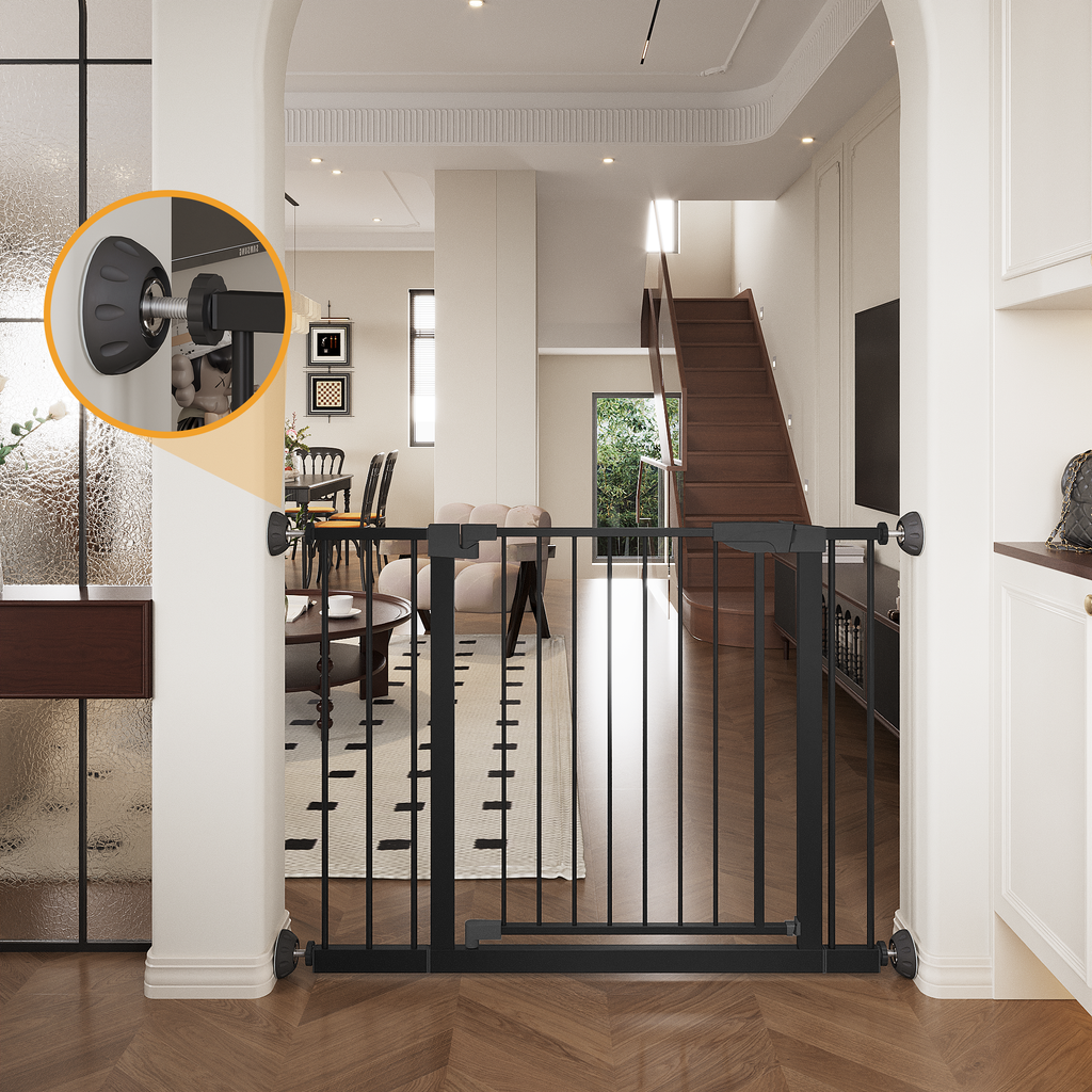 29.5-45.3" Wide Baby Gate with Wall Protector for Stairs