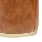 Nico 16" Round Leather Ottoman Stool, Camel