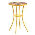 Outdoor Side Table with Tile Mosaic Table Top and Metal Legs