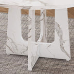47.24" Round Dining Table for 4 - Farmhouse MDF Table with Marble