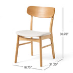 Set of 2 Dining Chairs - Upholstered Seat, Rubberwood Legs
