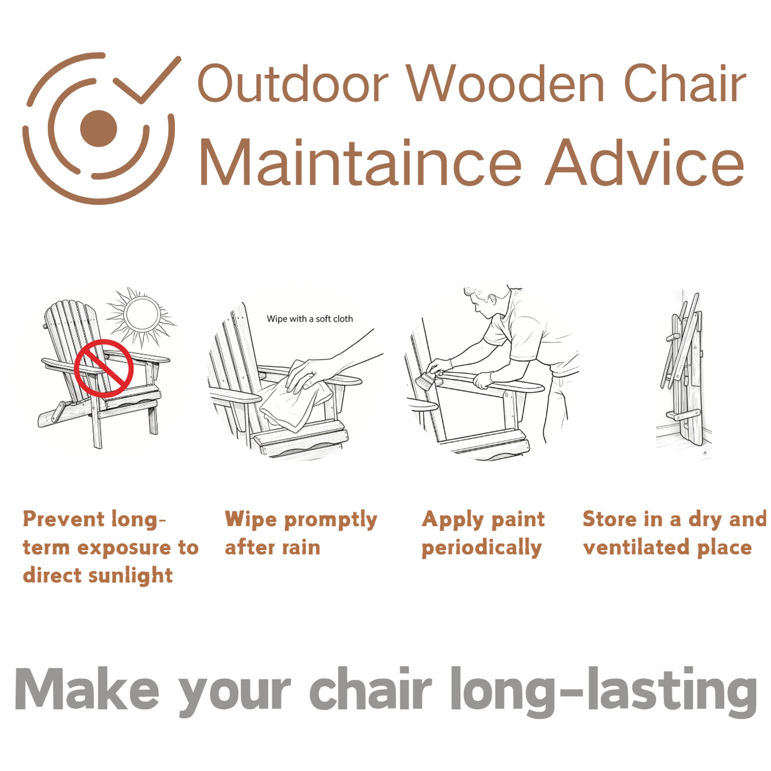 Oversize Wooden Outdoor Folding Adirondack Chair
