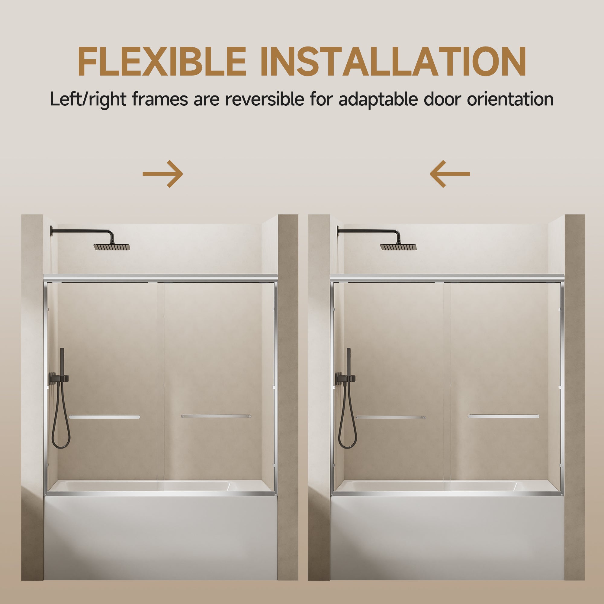 56"-60" W x 57" H Aluminum Frame Double Sliding Shower Door