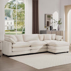 Modular Deep Seat 3-Seat Sofa Couch with Ottoman