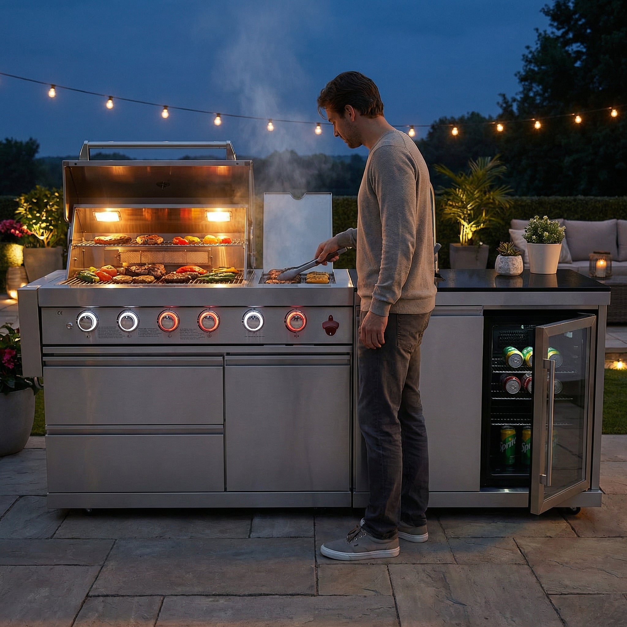 84-Inch Deluxe Stainless Steel Outdoor Kitchen Barbecue Island Grill