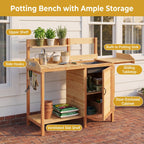 Outdoor Wooden Potting Bench Table with Sink