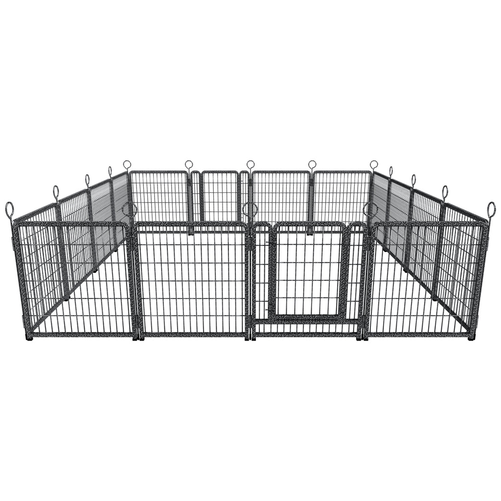 Dog Playpen Outdoor Extra Wide 16 Piece Panels Heavy Duty Dog Fence 40" Height Anti-Rust with Doors Portable for RV Camping Yard, Total 37FT, 111Sq.ft, Snowy