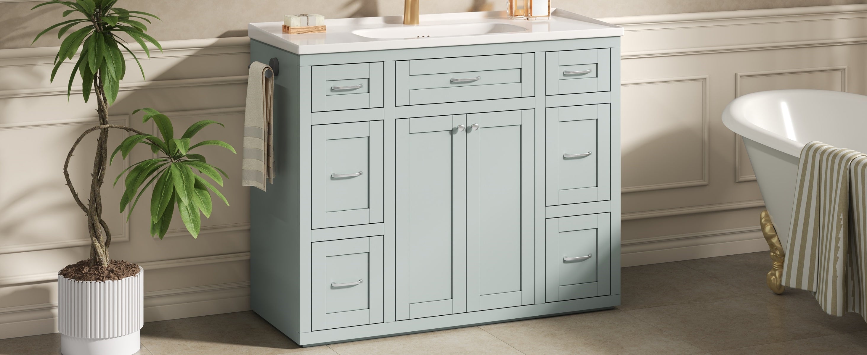48" Mint Green Bathroom Vanity