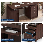 Techni Mobili Complete Workstation Computer Desk with Storage, Chocolate