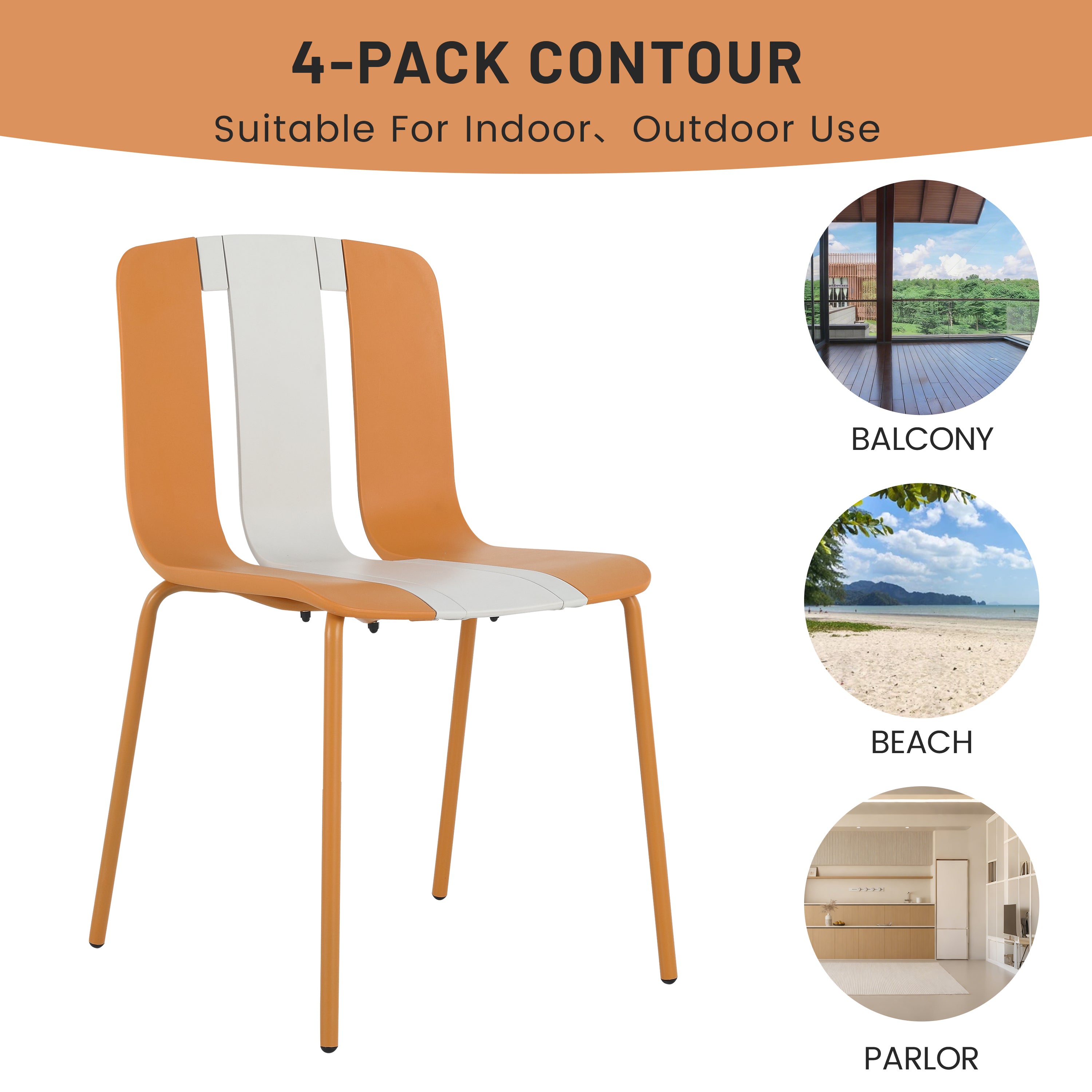 Summer - 4-Pack Modern Striped Color Block Chairs