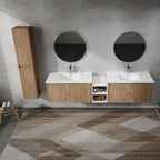 84" Wall-Mounted Bathroom Vanity With Sink and Side Cabinet