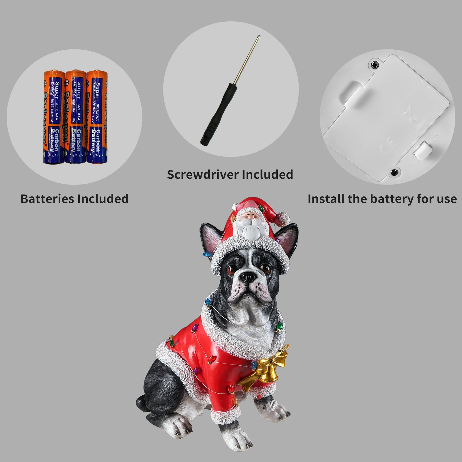 Christmas French Bulldog Statue