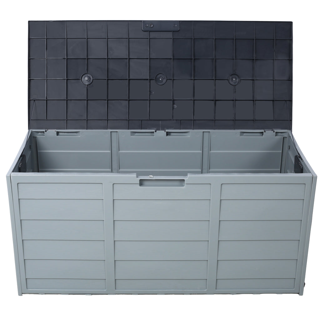 75 Gallon Resin Deck Box with Wheels for Outdoor Storage