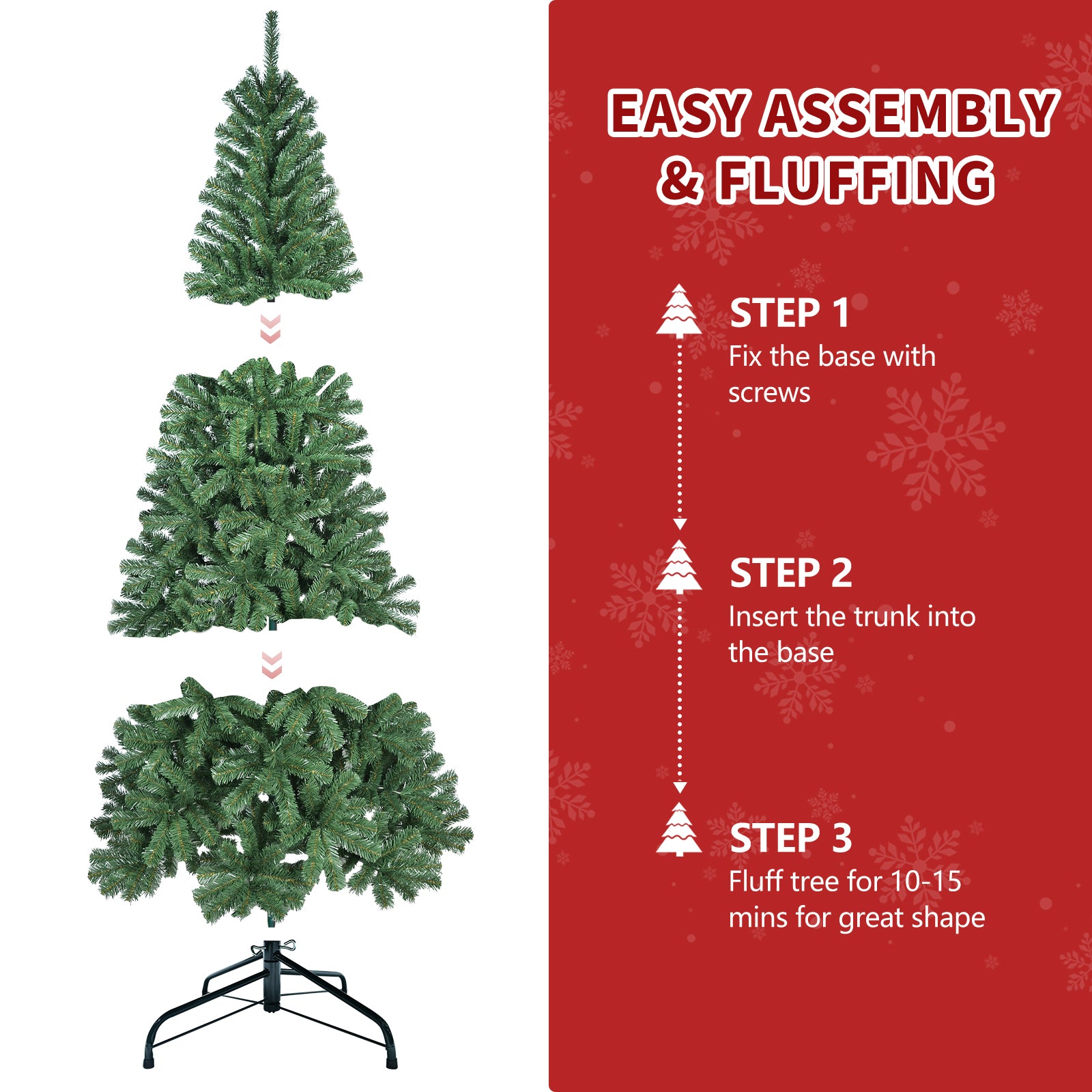 5FT Artificial Christmas Tree with 344 PVC Tips, Hinged Structure & Metal Stand