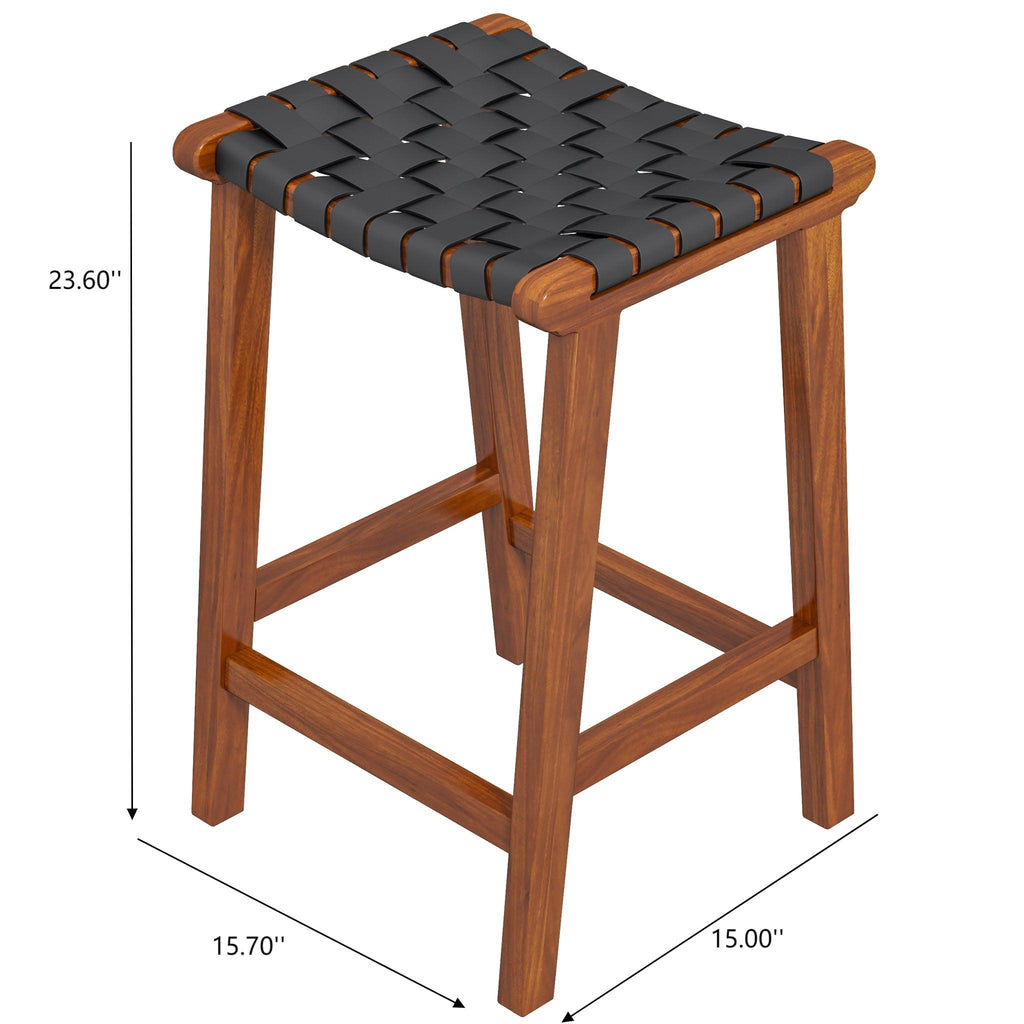James Mid-Century Modern Genuine Leather Counter Stool