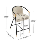 26" H Upholstered Counter Stool Set of 2 - Almond