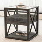 Set of 2 Modern End Table with Drawer