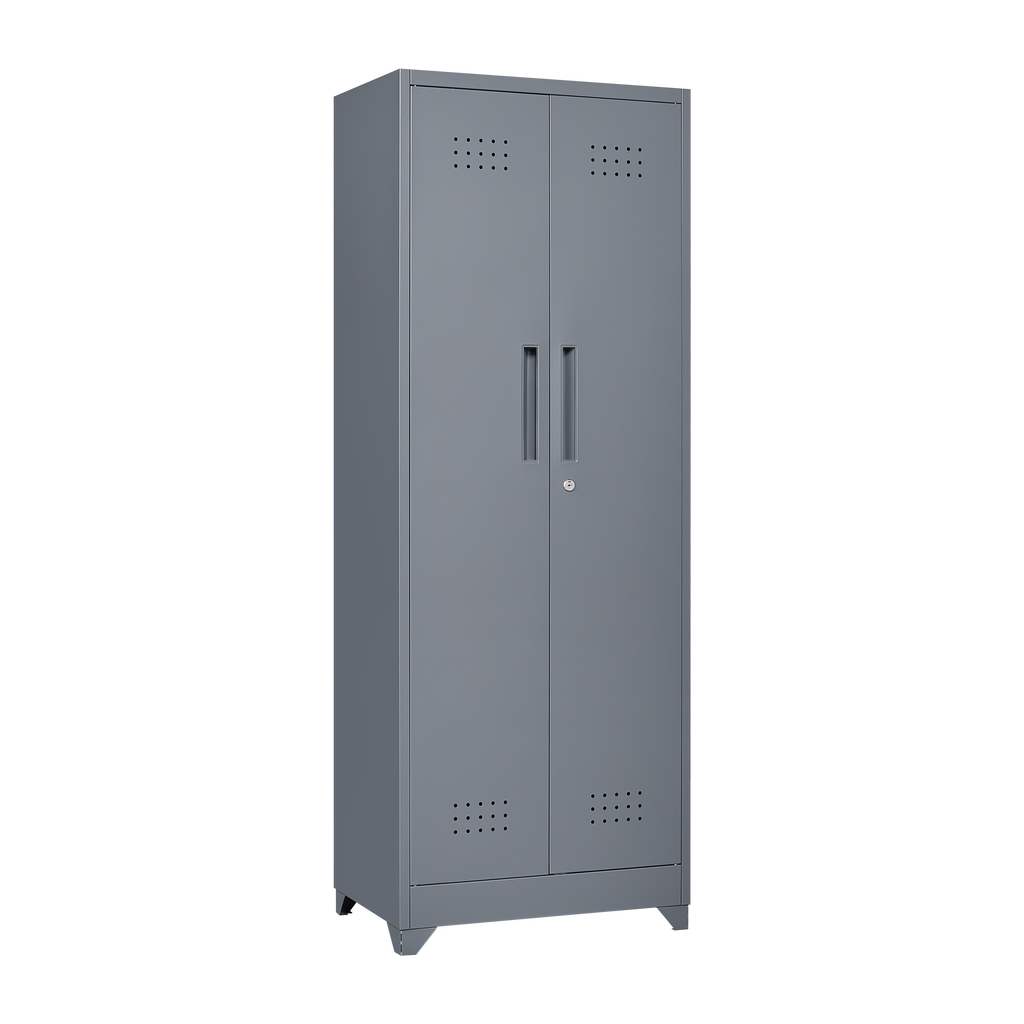Broom Storage Cabinet With Locking Doors And Shelves