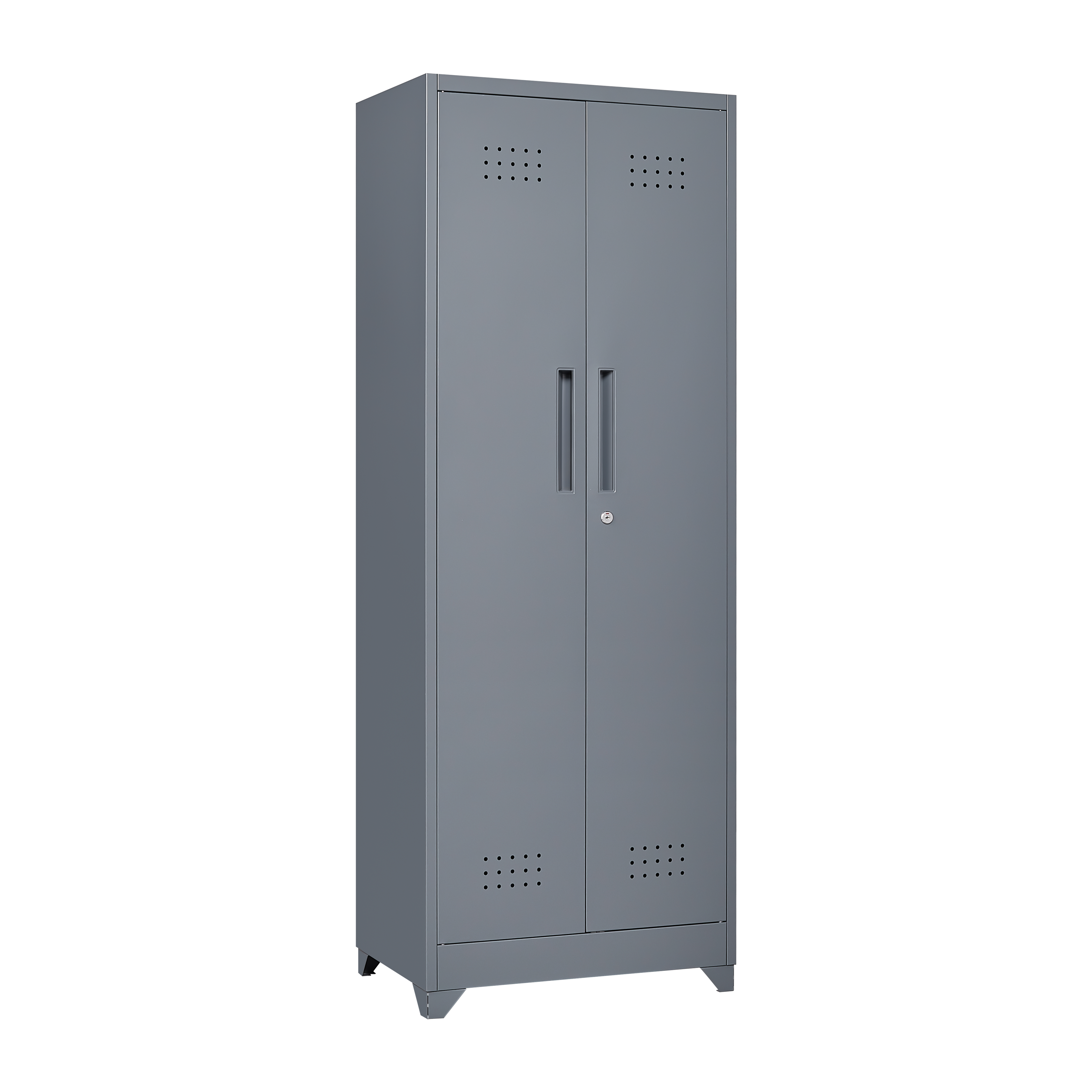 Broom Storage Cabinet With Locking Doors And Shelves