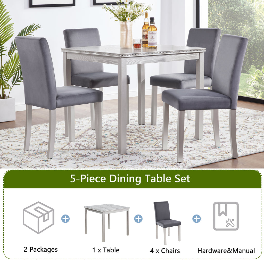 5 Piece Wooden Dining Table Set