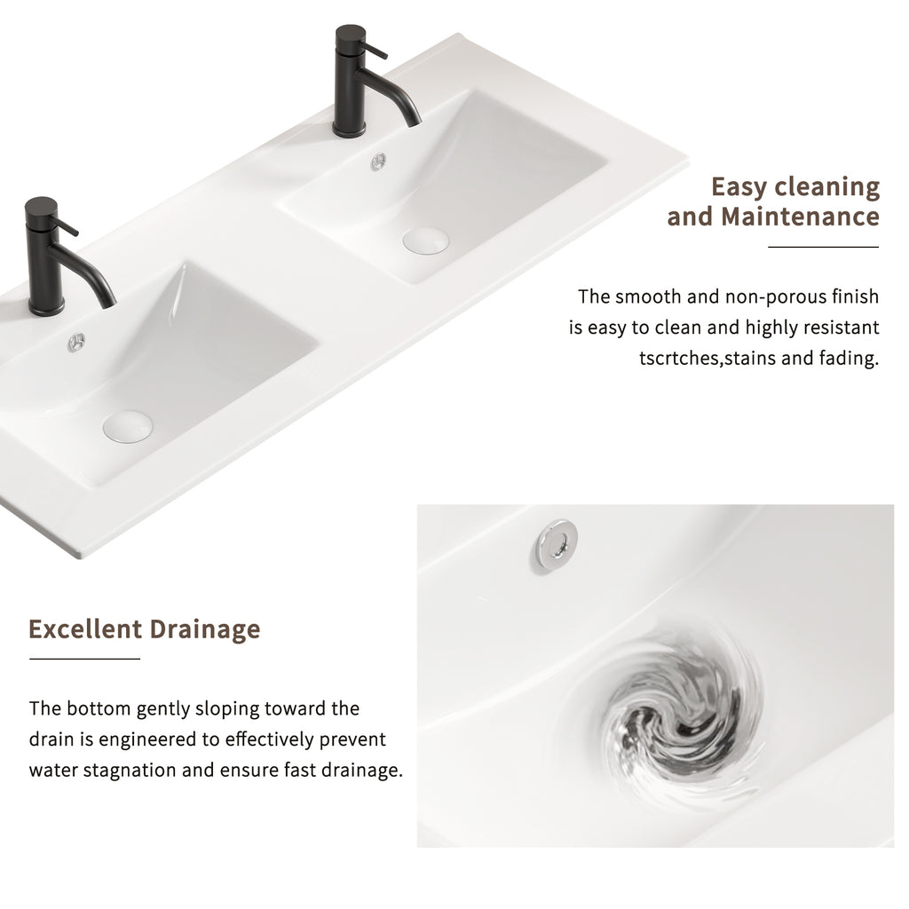 Double Bowl Ceramic Bathroom Sink