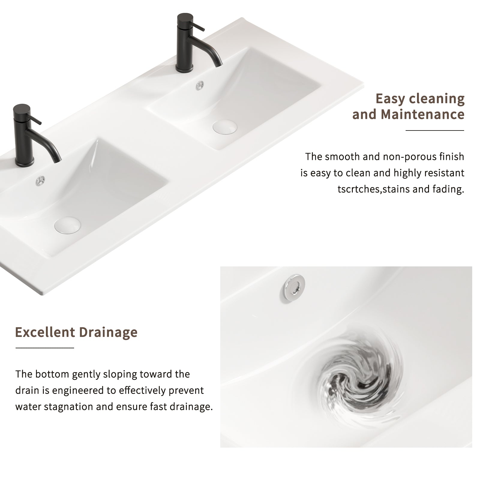 Double Bowl Ceramic Bathroom Sink