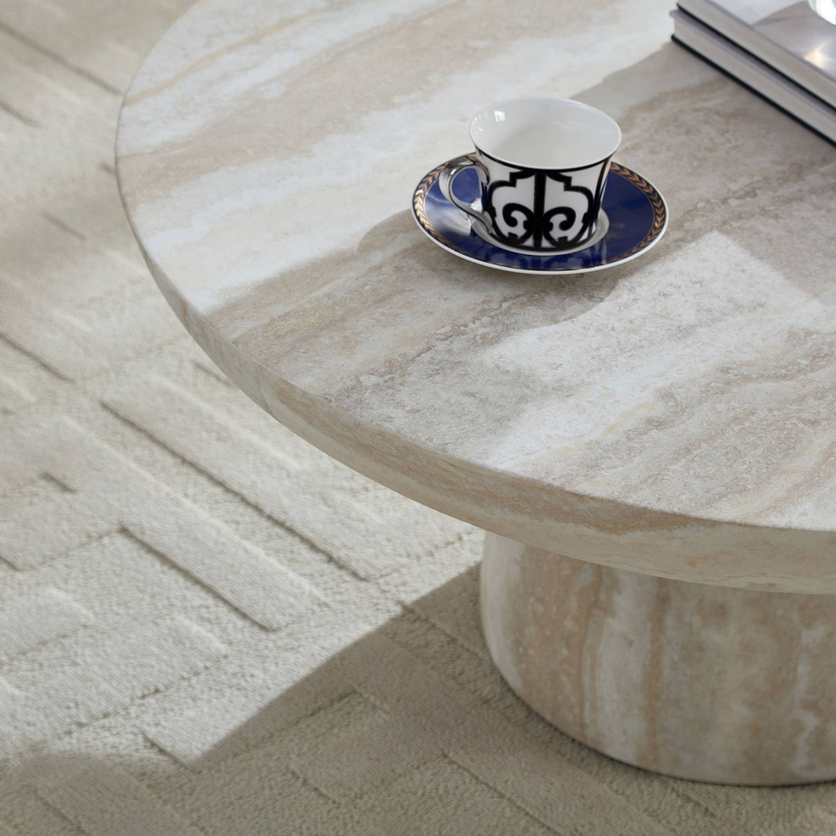 Mushroom Coffee Table, Round Fiberglass, 31.5-Inch, Beige