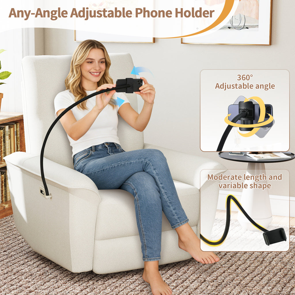 270° Power Swivel Rocker Recliner Chair w/ USB Ports - Beige-Gray