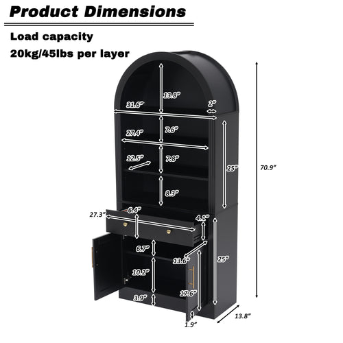 Arched Bookshelf with Storage Cabinet
