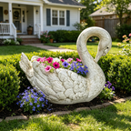 12.8-Inch Tall Vintage Swan Planter Statue