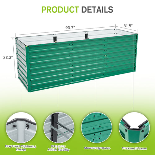 2-Pack 93.7"x31.5"x32.3" Raised Garden Bed
