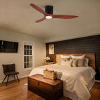 52" Modern Farmhouse Retro Solid Wood Low Profile Flush Mount Ceiling Fan