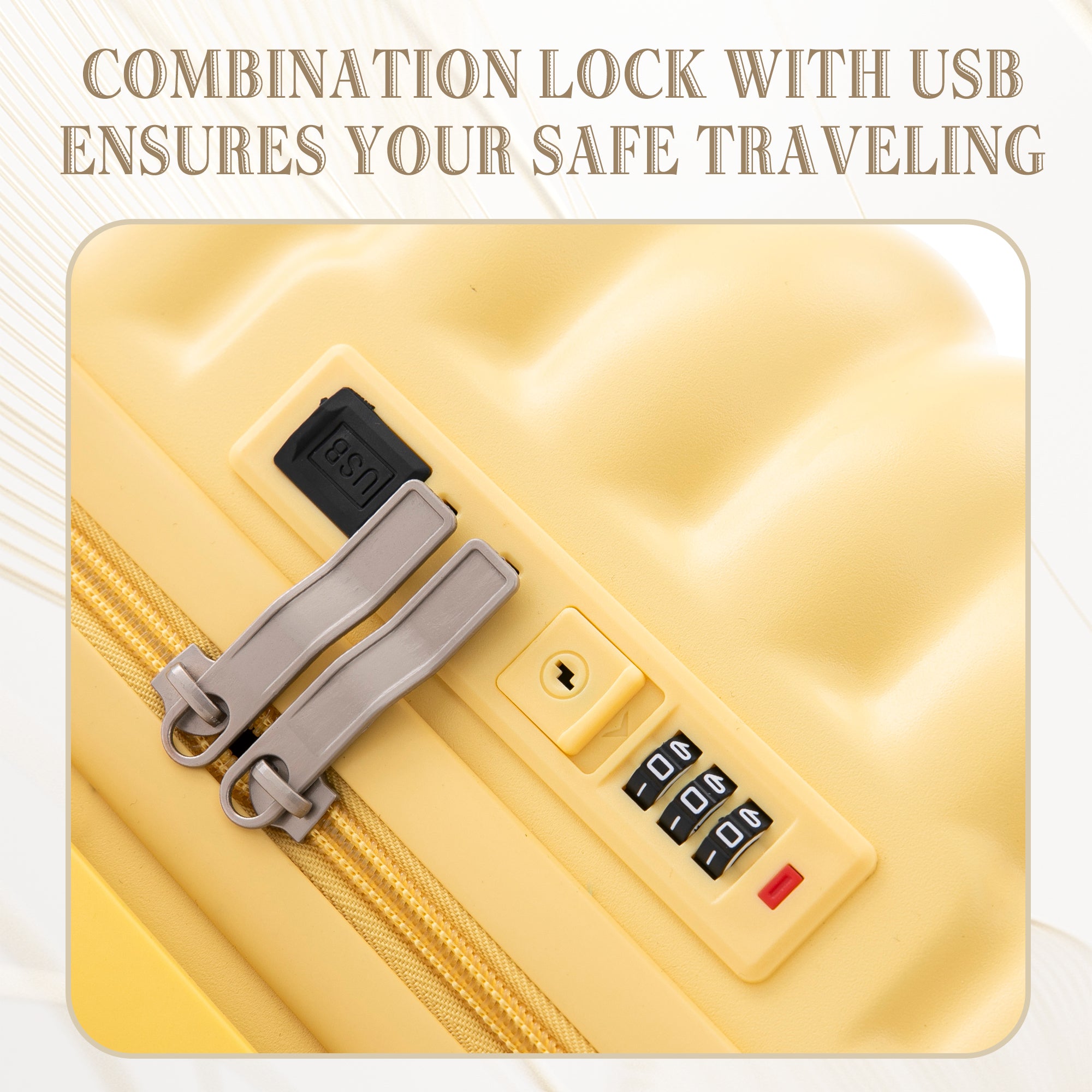 3-Piece ABS Spinner Wheel Luggage Set in Yellow