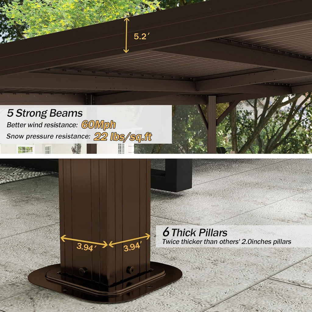 10'x16' Hardtop Lean to Gazebo with Gutters