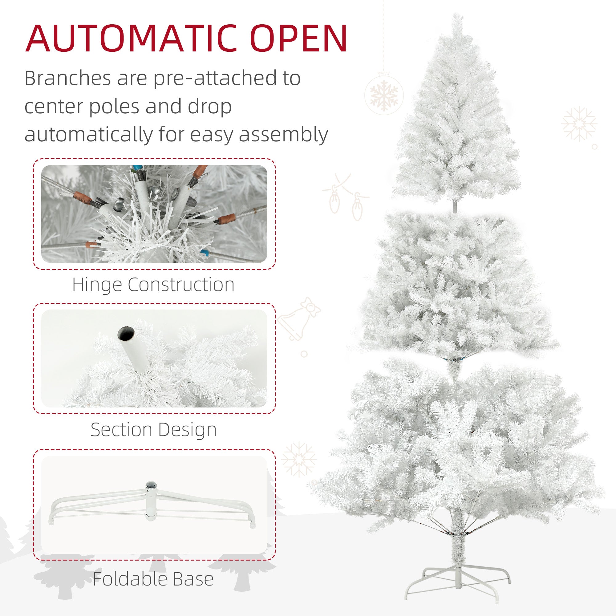 HOMCOM 7.5ft Tall Artificial Christmas Tree