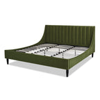 Aspen Vertical Tufted Headboard Platform Bed Set, King, Olive