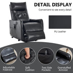 Black PU Single Motor Power Lift Recliner Chair with Massage and Heat