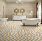 12x12 White Gold Two Color Waterjet Marble Tile