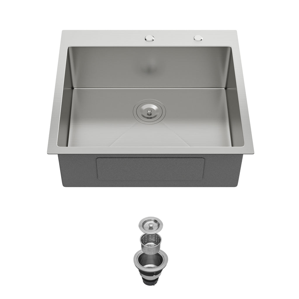 24 x 18 x 9 Inch Kitchen Sink Drop In 16 Gauge Stainless Steel