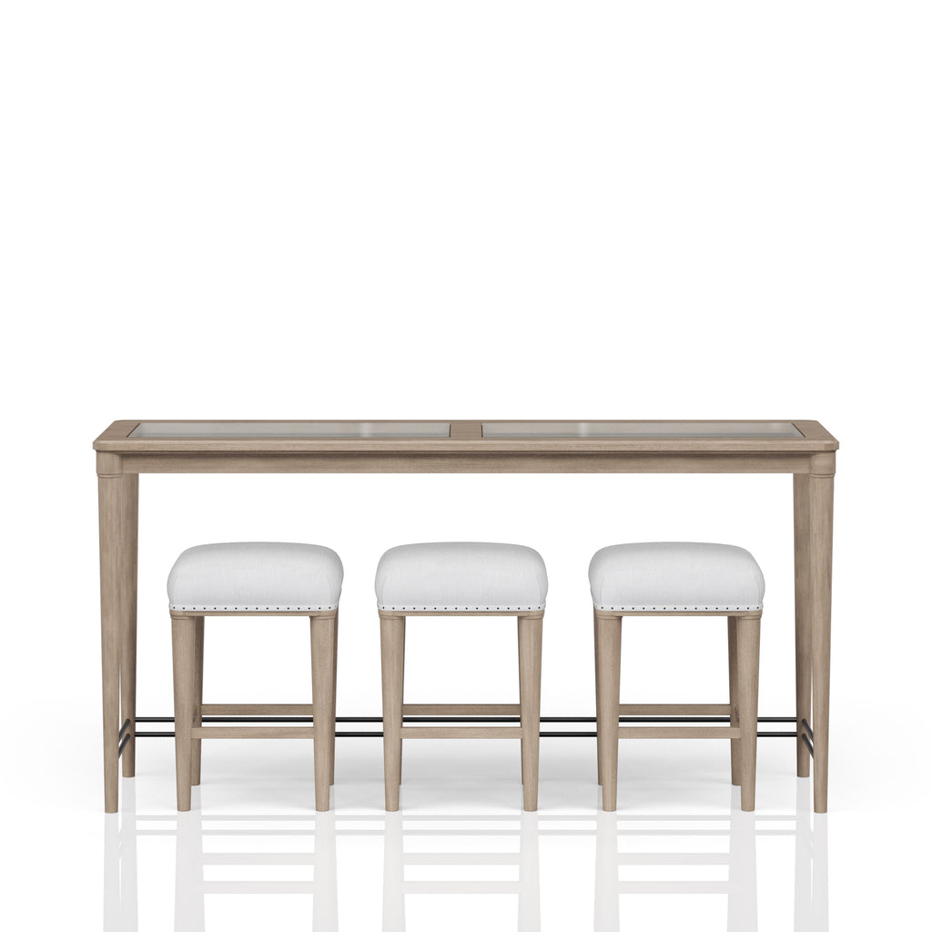 Frosted Glass Console Table With 3 Stools