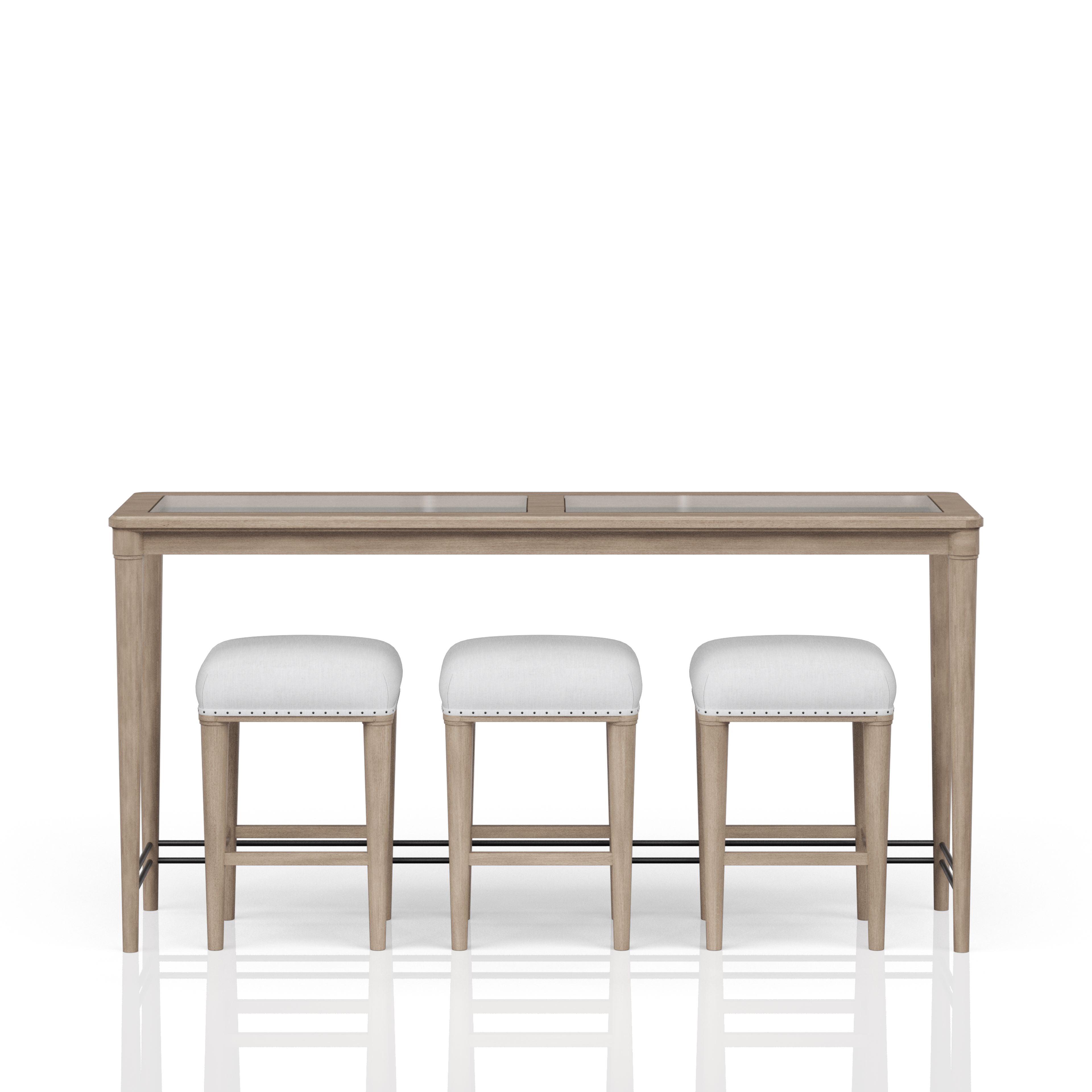 Frosted Glass Console Table With 3 Stools