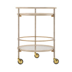 Round Bar Cart with Tempered Glass Shelves