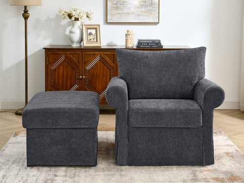37.5" Accent Chair with Ottoman